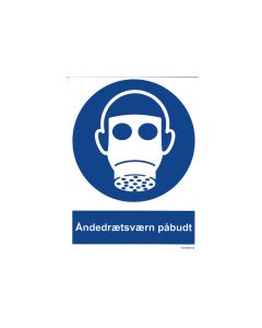 Påbudsskilt - Åndedrætsværn påbudt med tekst