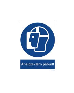 Påbudsskilt - Ansigtsværn påbudt med tekst