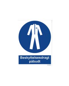 Påbudsskilt - Beskyttelsesdragt påbudt med tekst