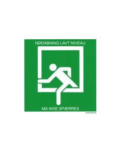 Redningsåbning lavt niveau m/tekst - FS-100x100mm (7010) 